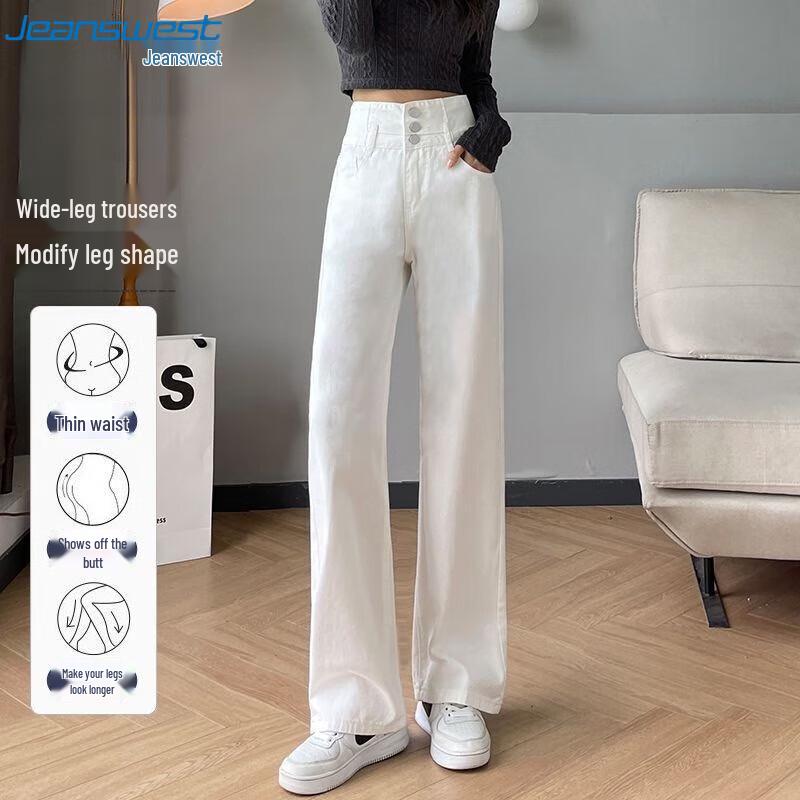 

JEANSWEST 2025 Осень Женские джинсы с высокой посадкой и широкими штанинами 2XL