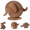 Handmade Walking Wooden Animals, Mechanical Balance Animal Sculpture, Wooden Walking Elephant Turtle Rabbit, STEM Educational Desk Decor Gift