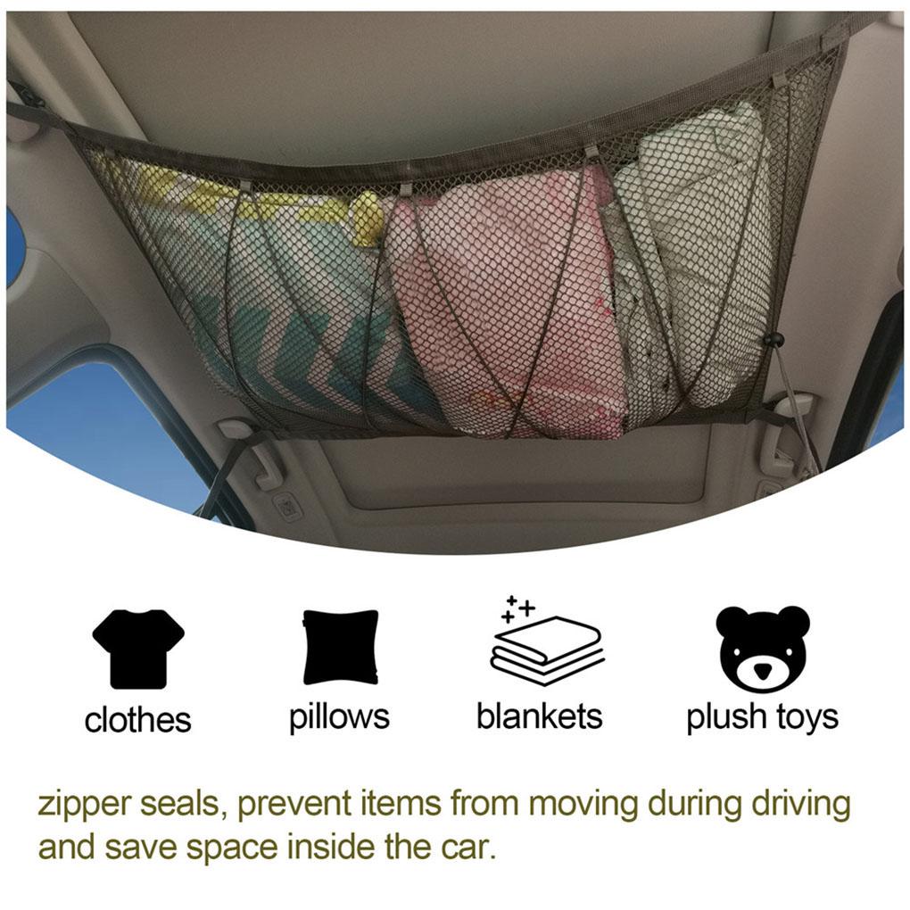 Car Ceiling Storage Space-saving Vehicular Net Vehicle Mesh Bags Interior Pouch Tidying Organizer Automobile Pocket
