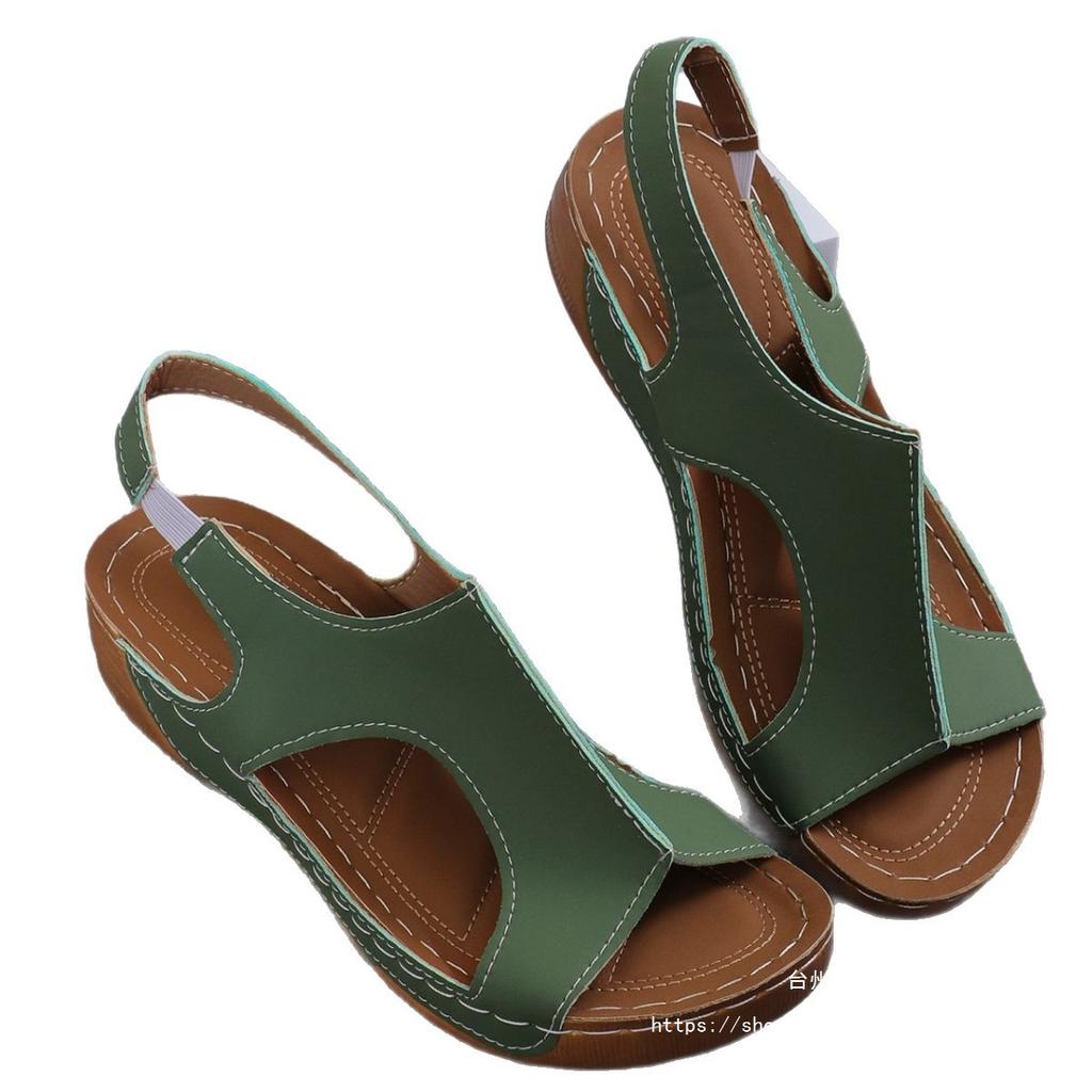 2025 nové letní sandály dámské boty velká velikost ležérní klínek silná podrážka elastický pásek sandály s otevřenou špičkou dámské skladem