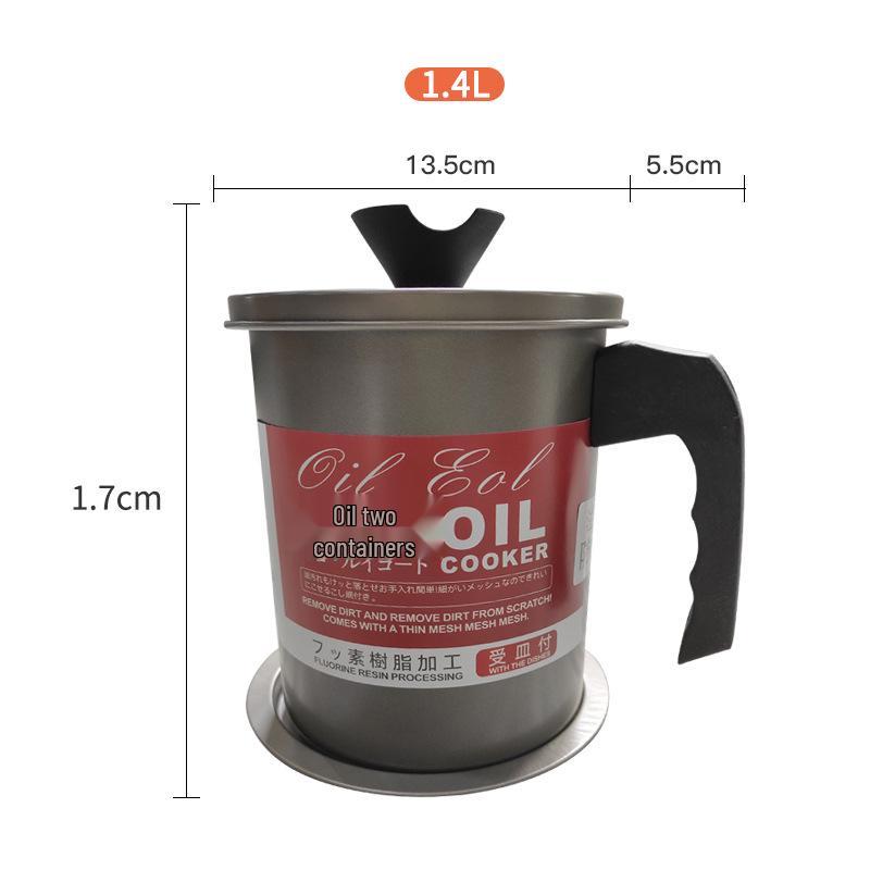 Japanese Oil Separator Pot with Lid - Large Capacity Kitchen Oil Filter & Storage Bottle
