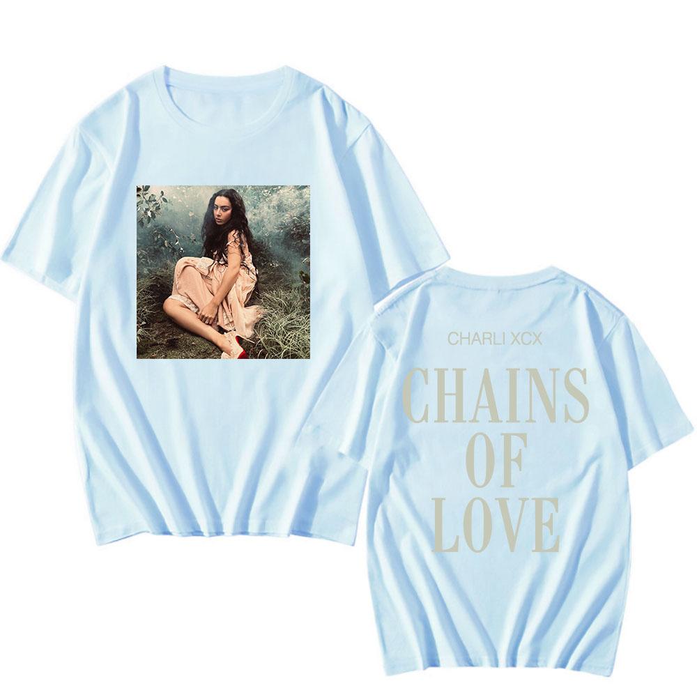 CHAINS OF LOVE T-shirt Charli Xcx Wuthering Heights Tshirts Cotton Short Sleeve Singer Graphic T Shirt Unisex Streetwear Tees