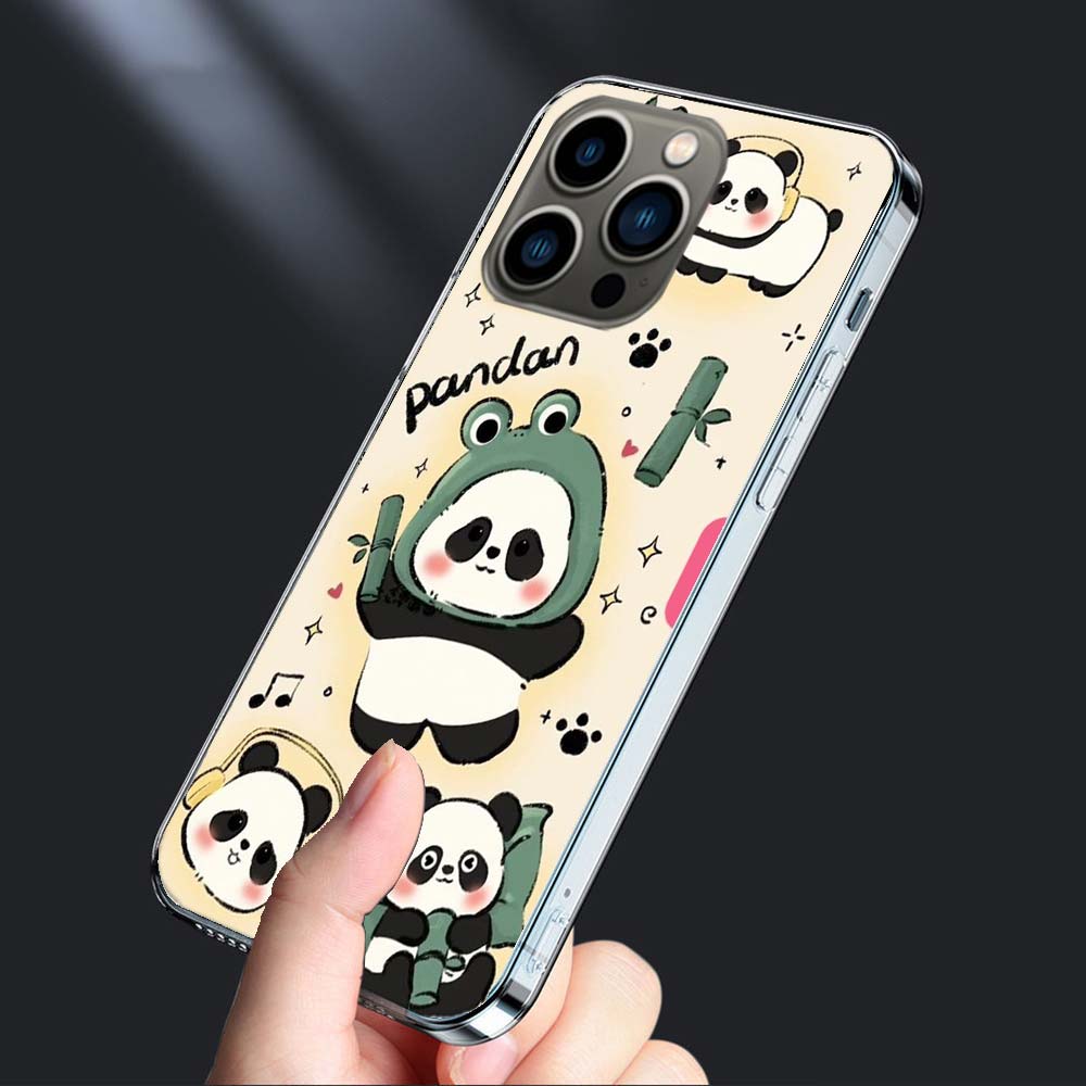 Very Cute Little Panda Phone Case For Iphone 16E 15 Pro 14 Plus 17E 16 17 Pro Max Air 11 12 13 Mini Shockproof Capa Cute Cove