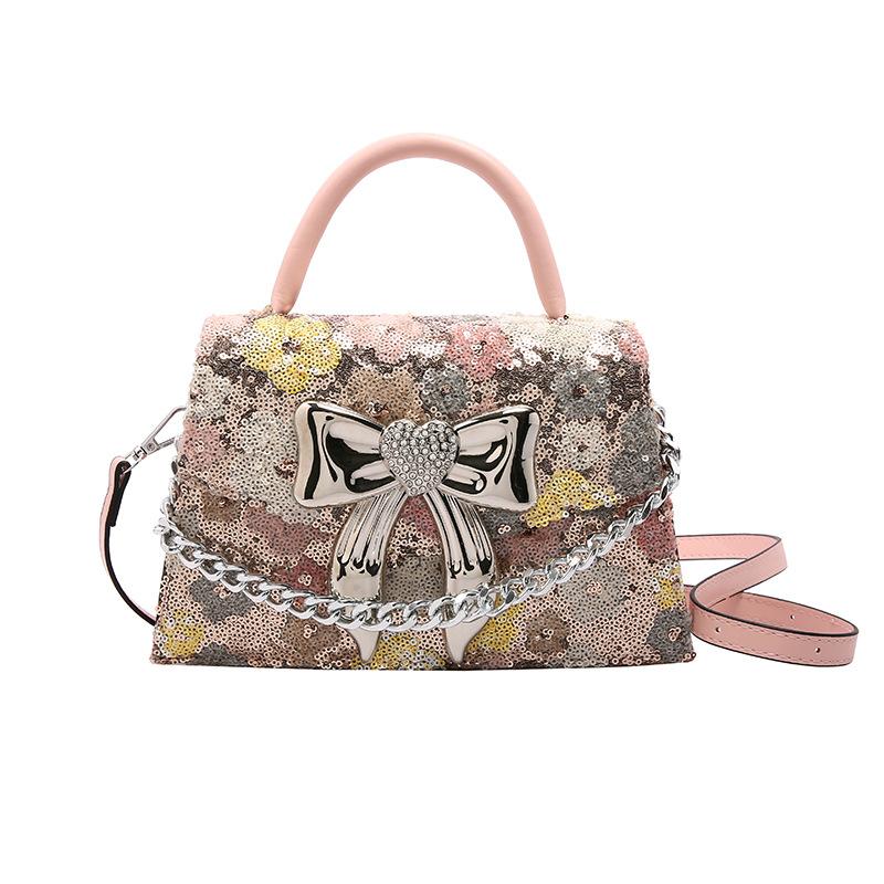 

Bags bags women s bags 2025 new European and American fashion bows foreign style versatile portable messenger shoulder tote bag рожевий