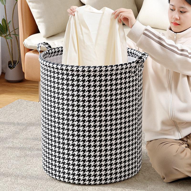 Houndstooth Foldable Laundry Hamper - Thickened Storage for Dorms, Toys, and Bathroom.