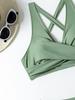 2026 Stylish European & American Solid Color High-Waisted Bikini Swimsuit