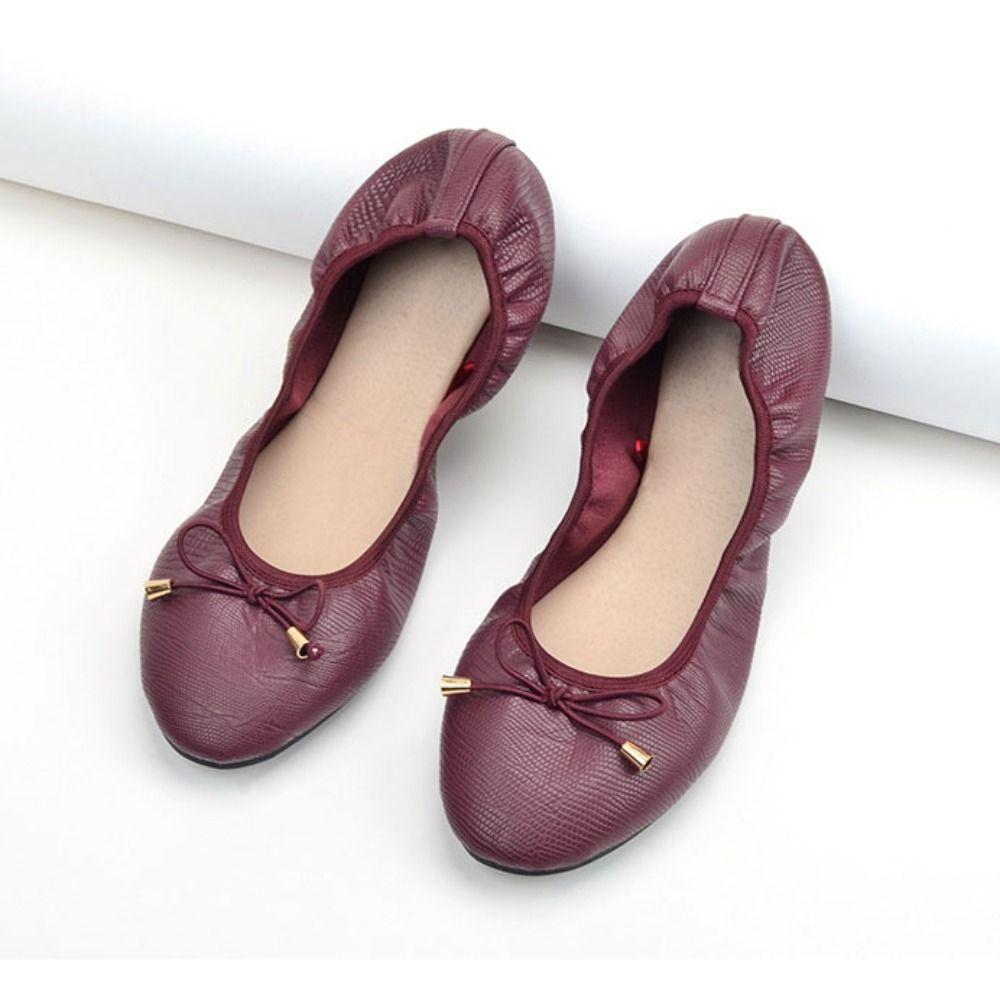 Thread PU Ballet Shoes Shallow Mouth Soft Sole Flat Shoes Chicken Rolls Dance Shoes  Gymnastics