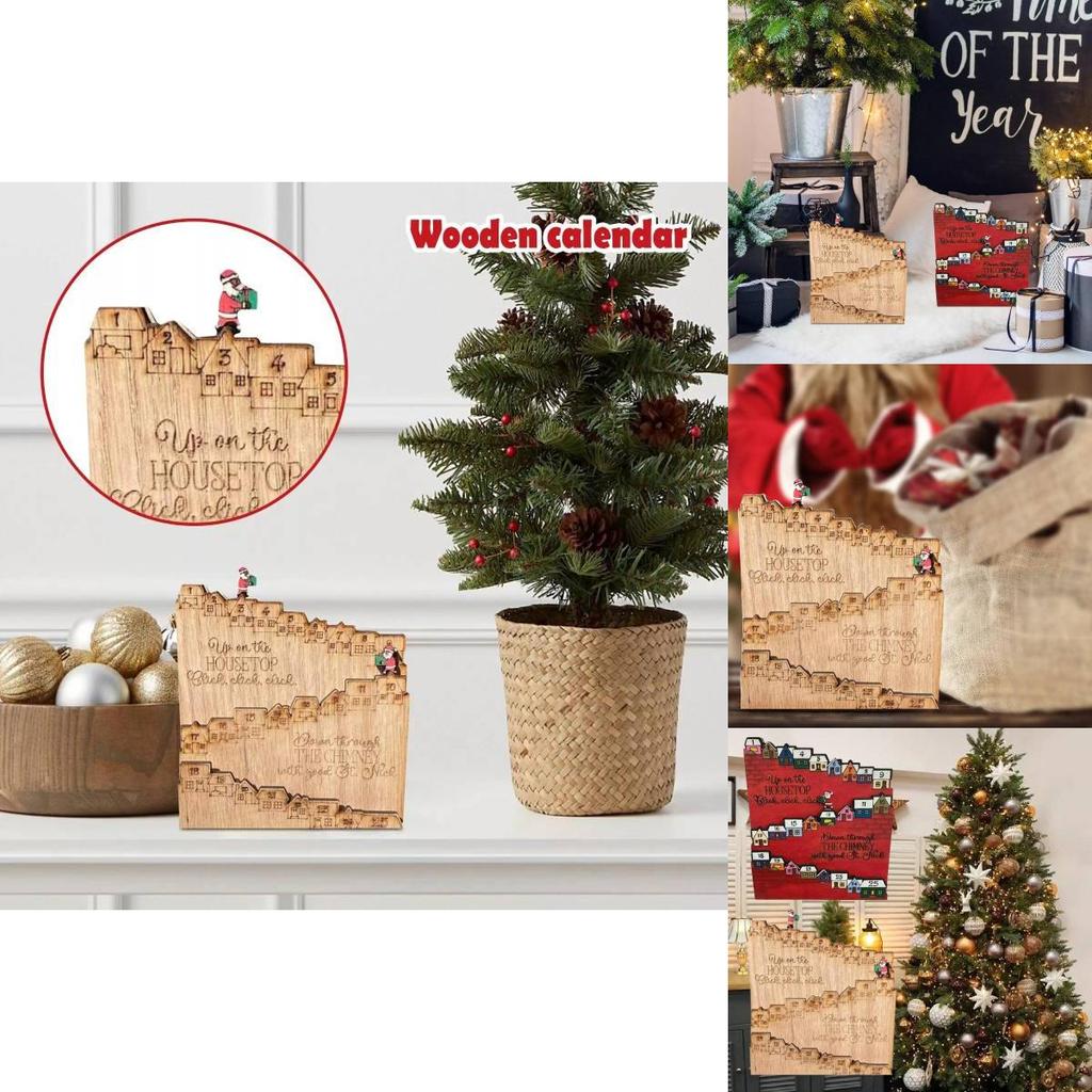 Christmas Countdown Calendar Ornaments Santa Castle Desktop Decoration Crafts
