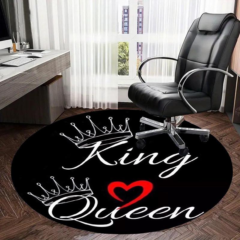 1pc King and Queen Crowns Round carpet, Made of Polyester,Office Chairs, Living Rooms, Or Bedrooms, a Cool Rug for The Living Room.ydt26043