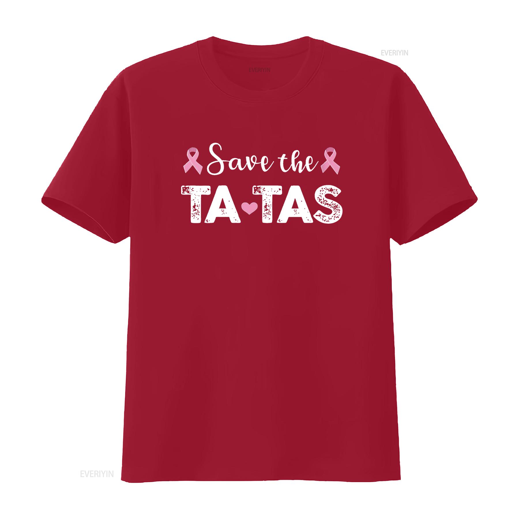 

Womens Breast Cancer Awareness Save The Tatas Funny Round Neck T Shirt Black vintage Washed Stretched Slightly fashion S