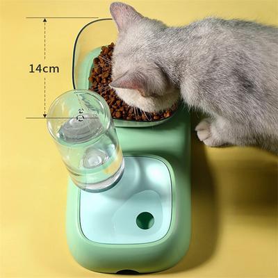 Pet Cat Bowl Automatic Feeder Dog Cat Food Bowl With Water Fountain Bowl Drinking Raised Stand Dish Bowls For Cats