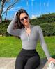 2023 Sexy Ribbed Long-Sleeve Zipper Bodysuit