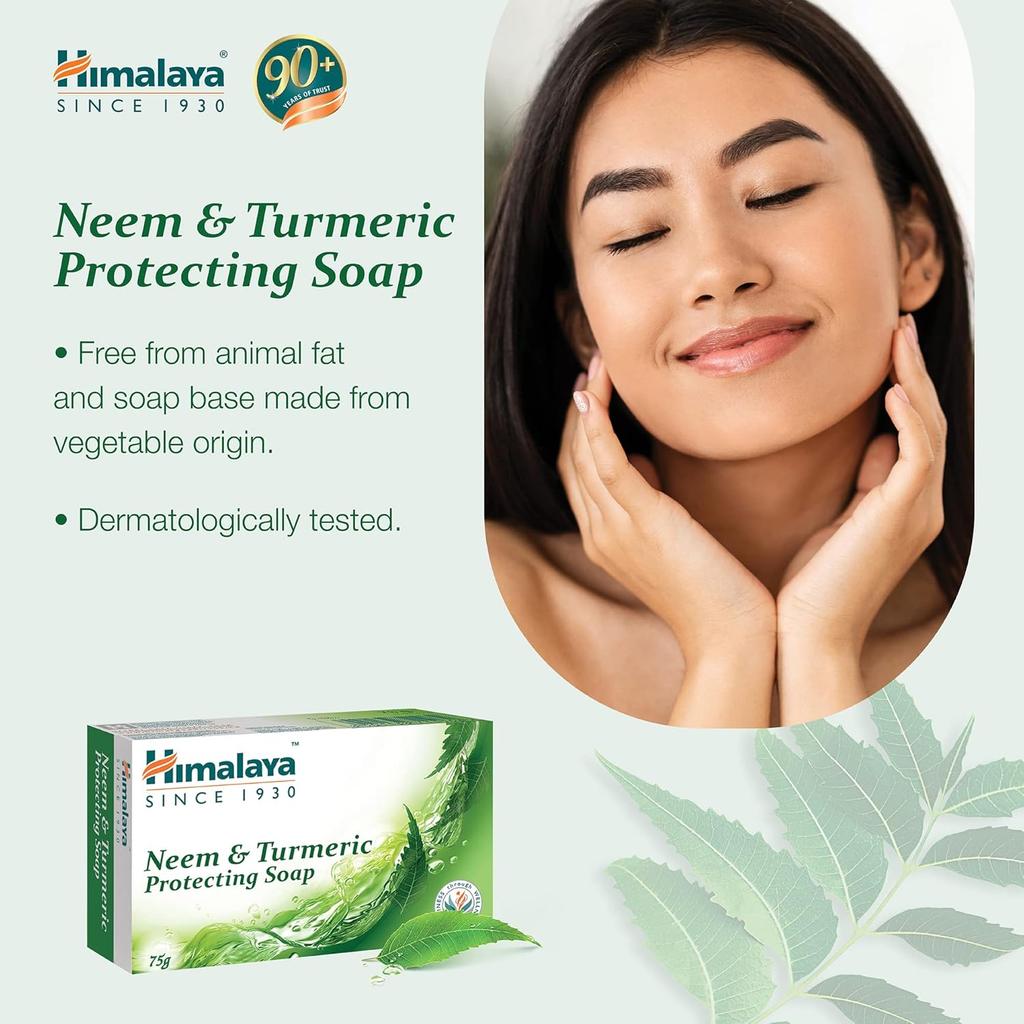 Himalaya Herbals Neem And Turmeric Soap 75g | Protecting Bar For Gentle Cleansing, Moisturizing, Soothing And Refreshing Skin Care