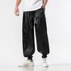 2026 Summer Chinese Style Men Dragon Print Casual Harem Pants Men Wide Leg Jogger Trousers Male Hip Hop Loose Ankle Banded Pants