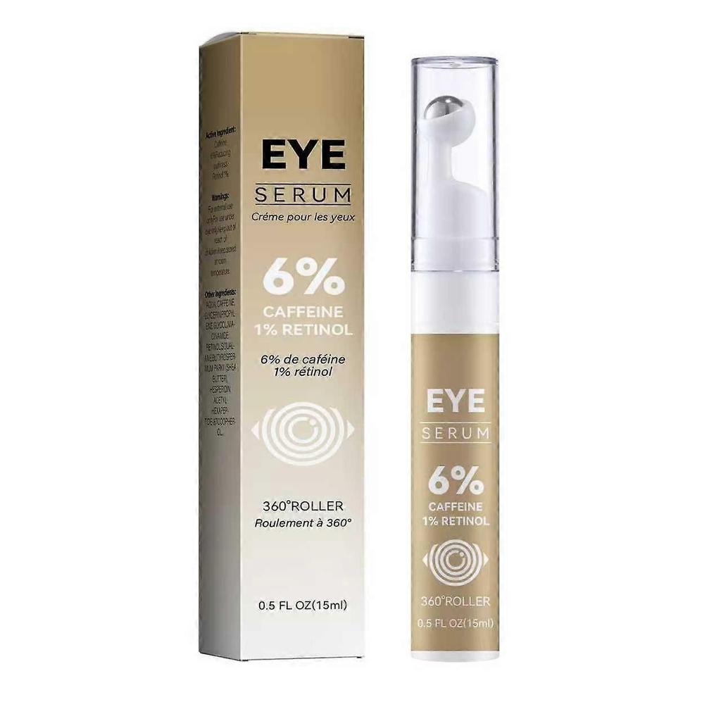 Caffeine Eye Cream, Under Eye Serum for Dark Circles, Puffiness & Wrinkles Fine Lines, Eye Roller Serum with 360 Massage Ball, Eye Treatment Balm for