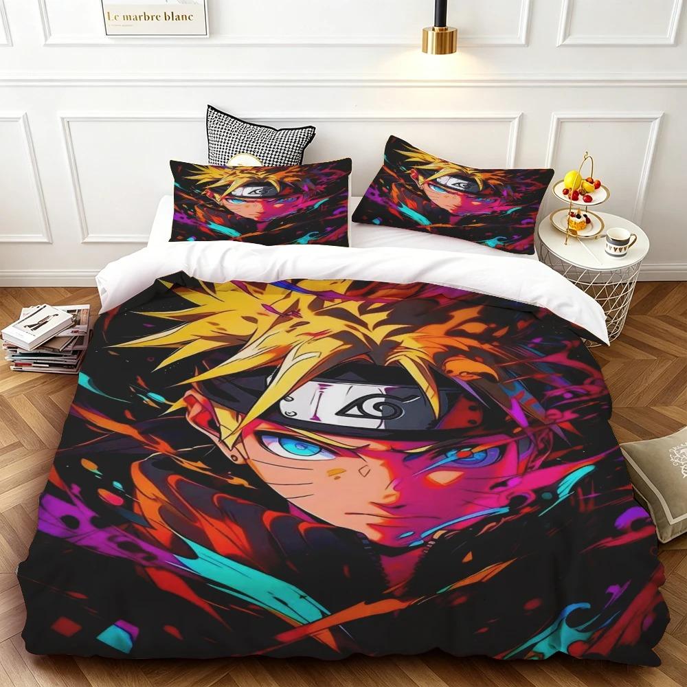 Hot Sale Anime Uchiha Naruto Uzumaki Red Cloud Bedding Sets Household Quilt Duvet Cover Itachi Home Textile Bed Suit Kids Gift