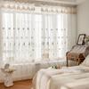 Embroidered Relief European American Flower Pattern Curtains, Transparent Rod Pockets for Seasonal Decoration, Reference Bedroom, Living Room