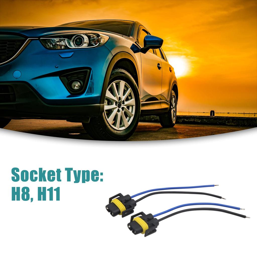 ACROPIX Fog Light Lamp Car H8 H11 Bulb Wire Harness Socket Connector Extension Adapter Black 2pcs