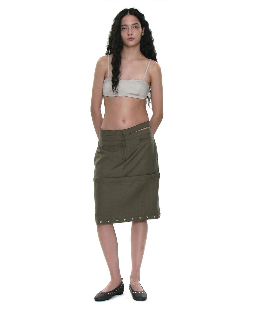 Partimento Woman Multiway Double Waist Transform Skirt_Khaki