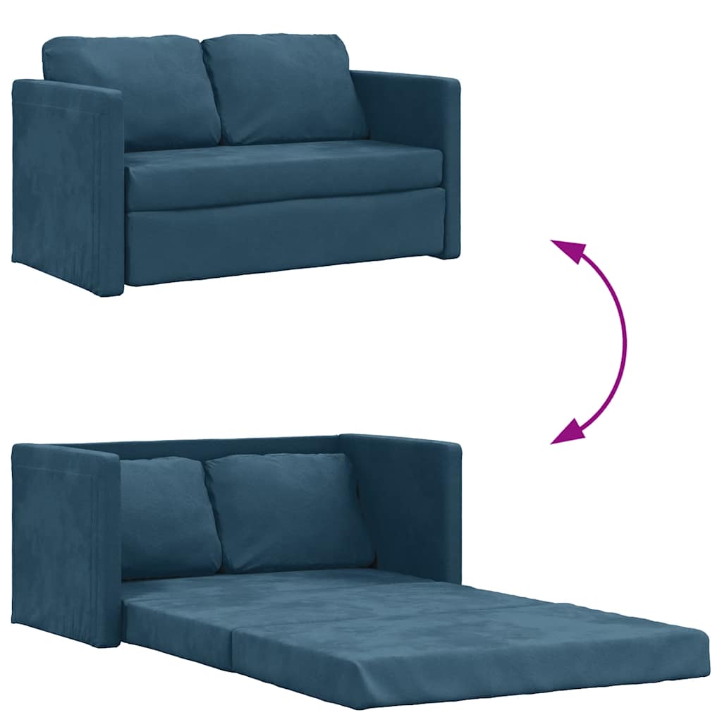 Floor Sofa with Sleeping Function Blue 122 x 204 x 55 cm Velvet