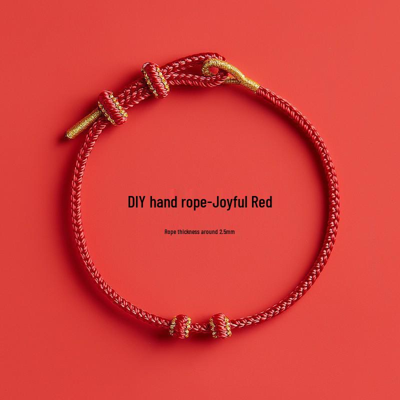 Perlen-Gold-Tierkreiszeichen-Rot-Handgeknüpftes Seilarmband