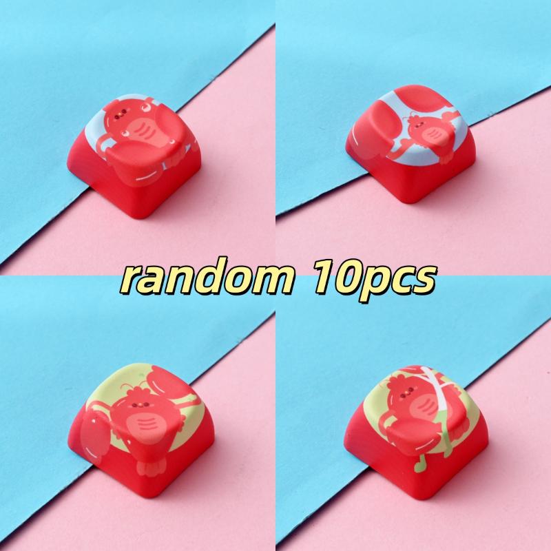 10 Pcs Creative Dye Sublimation Keyboard Keycap Accessories Cute Animal Stress Relief Keyboard Hats
