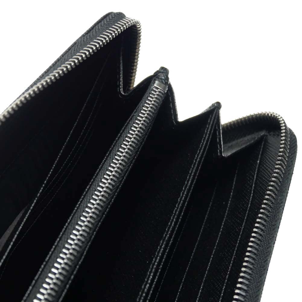Dlouhá peněženka s kulatým zipem, reliéfní kůže 2ML317 QHH F0002 černá [Prada] Pánská [Položka]