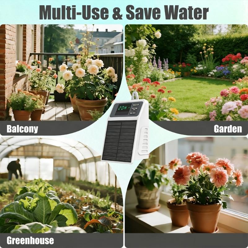 Solar Powered Automatic Drip Irrigation Kit Featuring Water Level Monitoring for Efficient Garden Watering Solution