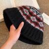Women Fair Isle Knit Fisherman Hat Large Head Size Warm Bucket Hat
