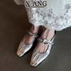 Cowhide version bag head half slippers women's summer can wear new models with skirts thick heels cool slippers shoes