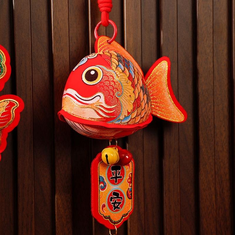 Pack Of 2 Chinese New Year Plush Decoration for Entrance Living Room Easy To Install Spring Festival Ornaments