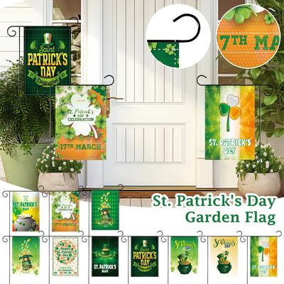 St Patrick's Day Flag Shamrock Clover Leaf Hat Gold Coin Decorations Gift Holiday Flag for Yard Garden Home Indoor Outdoor Adult