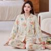 Fashion sweet printed pajamas women's spring and autumn imitation cotton long-sleeved loungewear large size comfortable mother suit