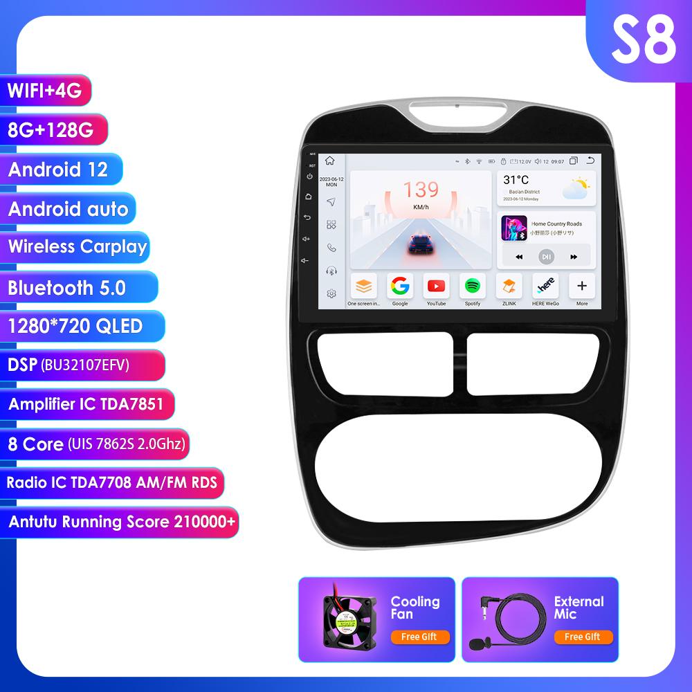 Hizpo 8+128G Wireless Carplay 4G-LTE 2din Android Autoradio for Renault Clio 4 2012-2016 Car Multimedia Stereo GPS Navi Audio Intelligent Video BT