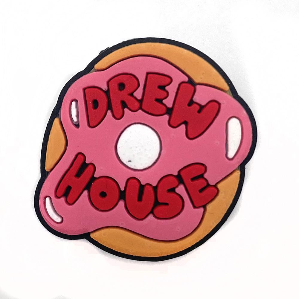 Cute Cartoon Shoe Decorations: PVC Soft Rubber Slipper Buckles with DREW Letter & Flower Design