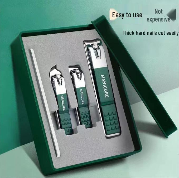 2025 Portable Anti-Splash Carbon Steel Nail Clippers & Ear Pick Set for Men's Manicure