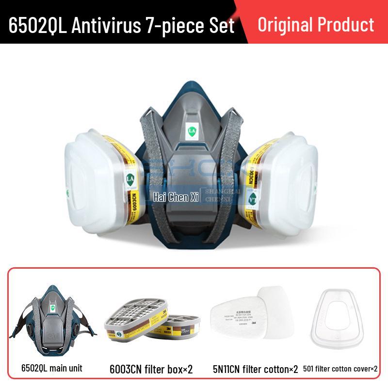 3M 6502QL Snabbspänne Anti-Formaldehyd Silikonmask Set för Skydd mot Sprutmålning