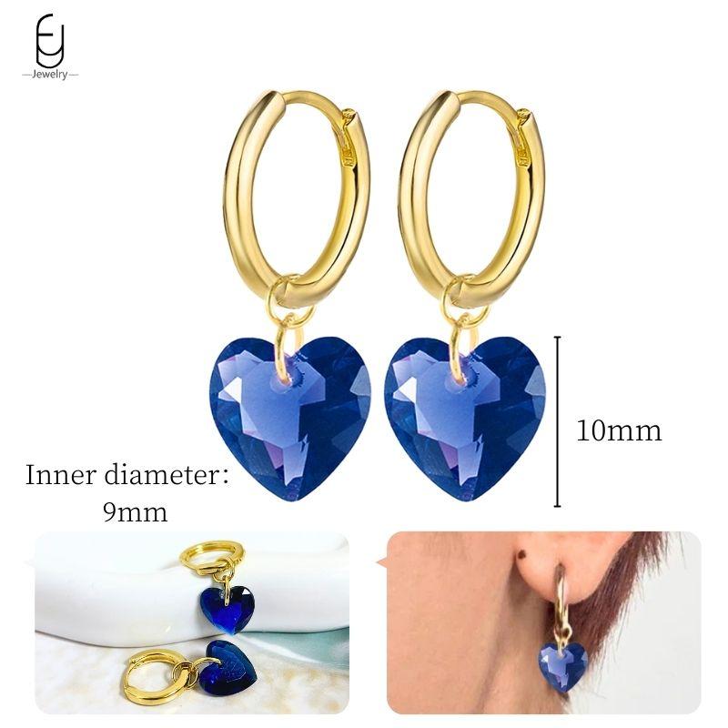 925 Silver Ear Buckles Fashion Hoop Earrings Dark Blue Crystal Pendant Gold Earrings High Women's Jewelry Luxury Gifts