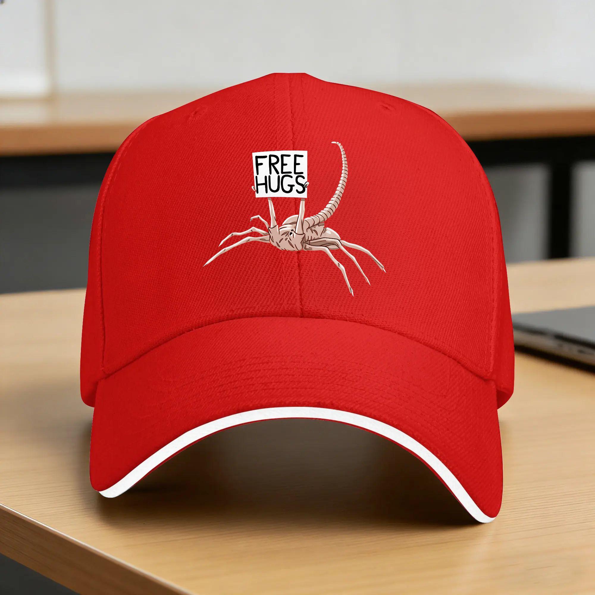 Summer Casual Baseball Cap Free Hugs Funny Facehugger Aliens Hiking Fishing Trucker Hat For Unisex Unisex Hot Sale Baseball Caps One Size