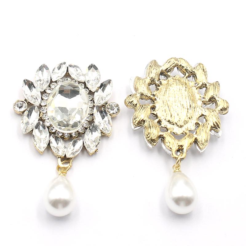 

Innovative 5PCS55 * 34MM Gold Hollow Flat Bottom Water Diamond Glass Pearl Pendant For Earrings, Bows, Hair Accessories, High-En