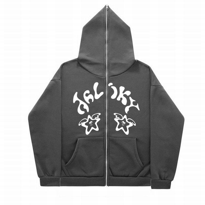 Full-face Zipper Sweater European and American Street Trendy Casual Hoodie Y2K Hoodie Men's Genderless American Jacket Men