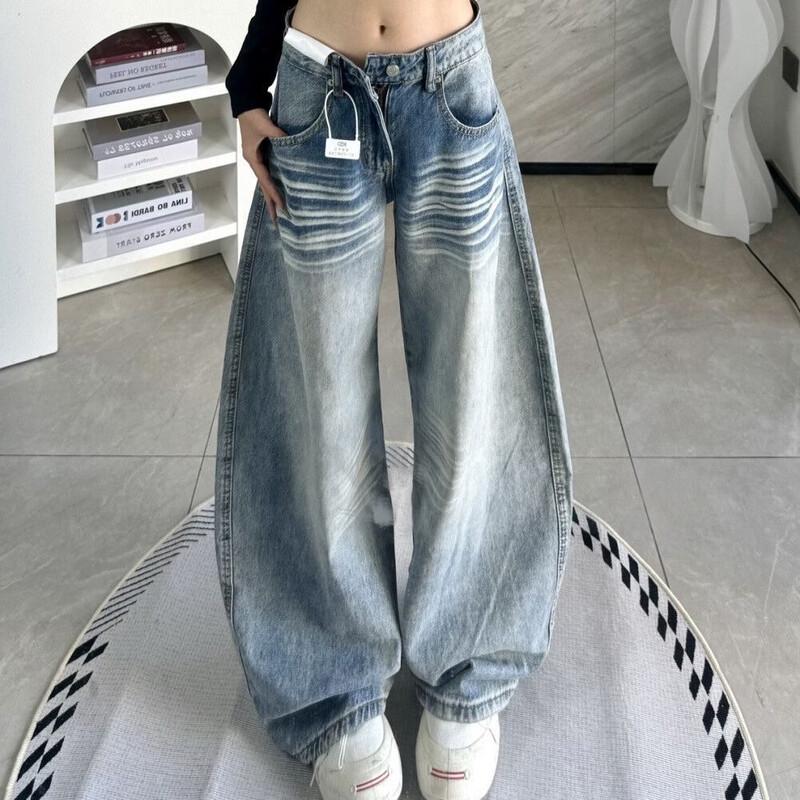Petite Vintage Embroidered Wide-Leg Denim Jeans L