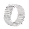 Women Wide Net Woven Mesh Style Finger Ring Silver Plated Jewelry Charms Gift