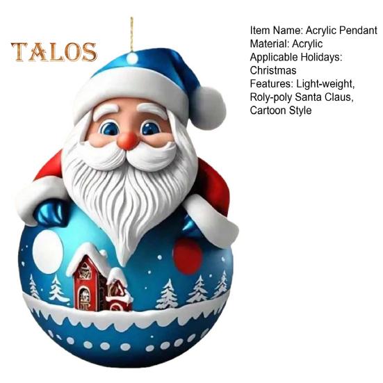 Roly-poly Weihnachtsmann-Anhänger, 2D-Acryl, hängendes Ornament, Weihnachtsbaum, Cartoon-Weihnachtsmann-Dekoration für Kaminsims, Auto, Rucksack