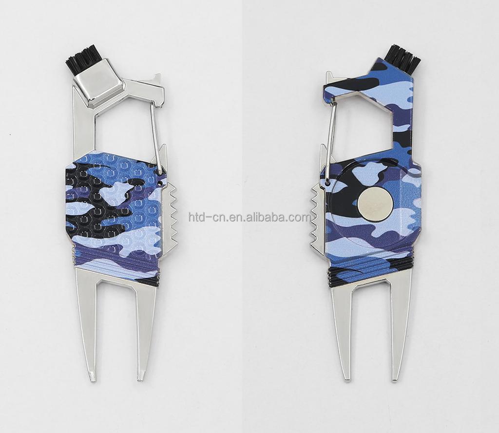 High Quality Multi-Functional Golf Divot Repair Tool with Bottle Opener and Brush Made of Durable Zinc Alloy Low MOQ