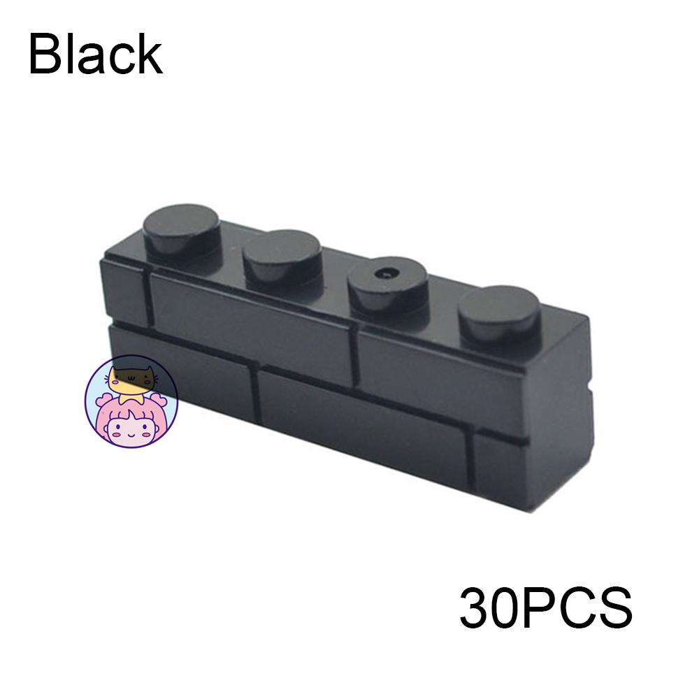 

30 шт. Смугасті цегляні стіни MOC 1x4 Будівельні блоки Іграшки Палац Замок Креативні фігурки Військовий будинок Стінові прозорі деталі чорний