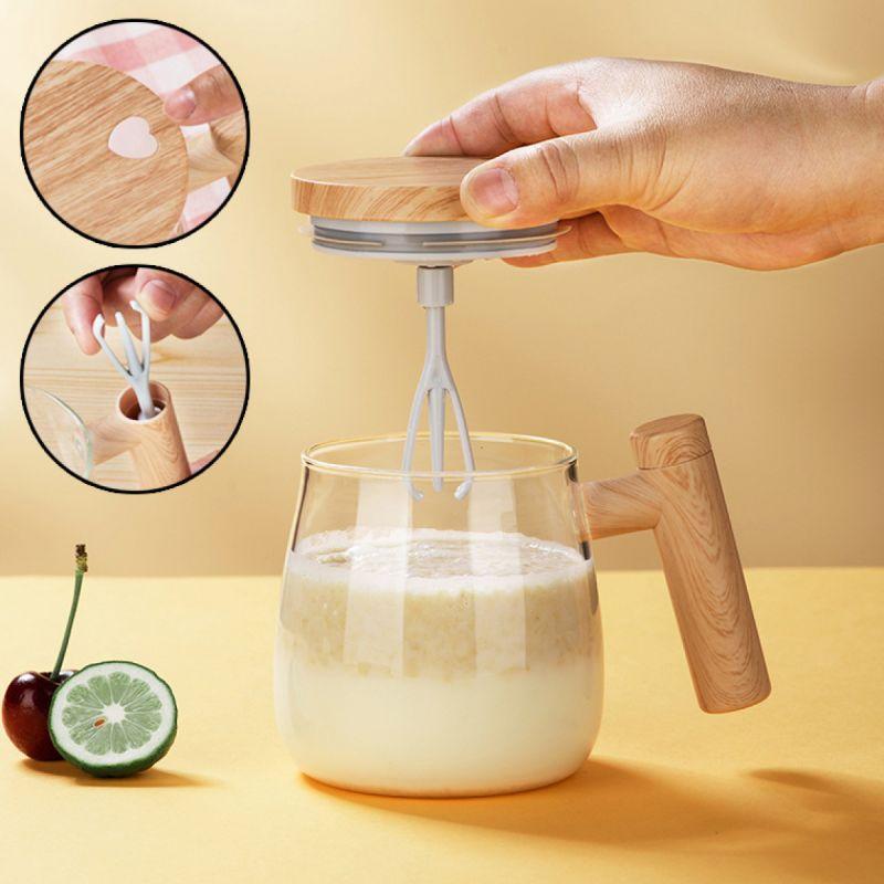 1PC 400ml Portable Electric Mixing Cup Automatic Stirring Coffee Mug Glass Lined Mugs for Office Gyms Parks School