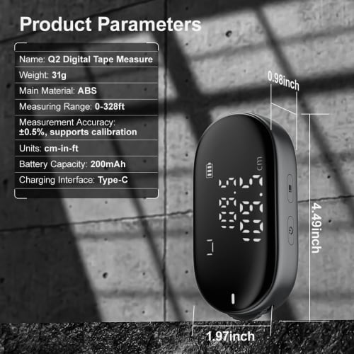 ATuMan Digital Tape Measure, 330ft, Smart and Easy Rechargeable Rolling Measuring Tool for Complex and Irregular Shapes, Bodies, and Diameters with La