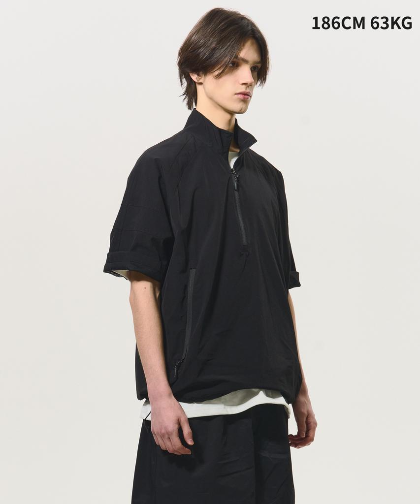 BLACK MOMENT Half Zip Short Sleeve Anorak [Black]