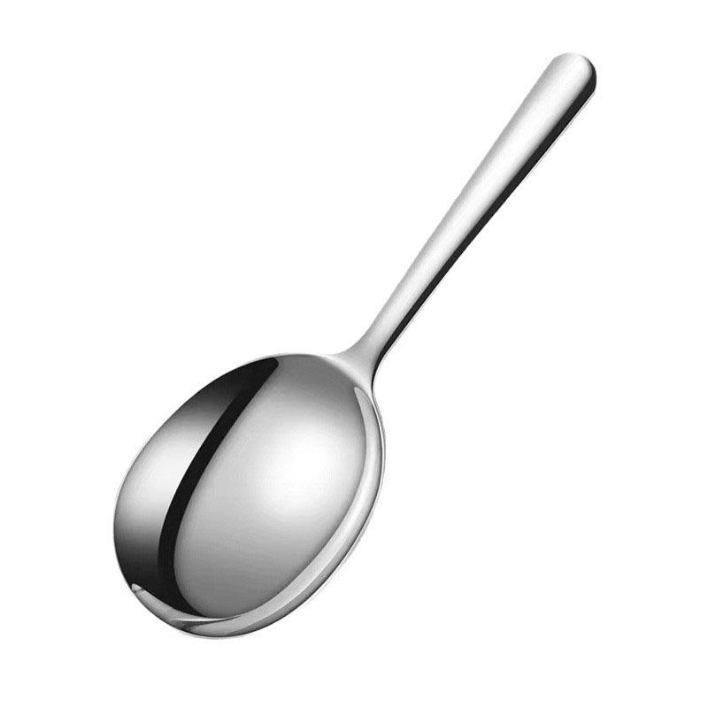 Short Handle Large Round Stainless Steel Spoon - Heat Resistant Multipurpose Kitchen Ladle for Soup, Rice,Pasta with Drain Holes